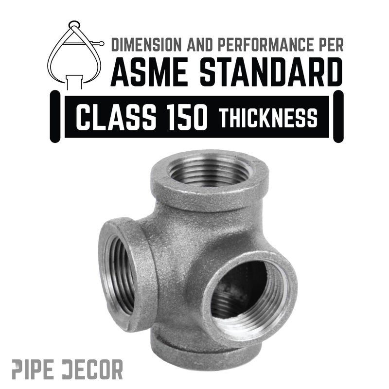 PIPE DECOR 1/2" Side Outlet Tee Fitting, PIPE DECOR Black Malleable Iron Fittings Fit Standard 1/2 Inch Pipes, Nipples and Fittings, Regular Plumbing Applications and Vintage DIY Furniture, 8 Pack - Image 5